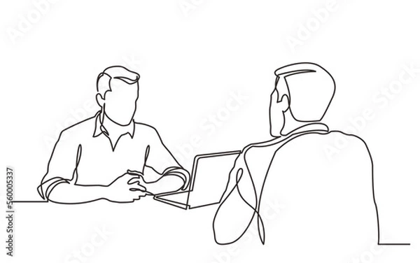 Obraz continuous line drawing job interview scene - PNG image with transparent background