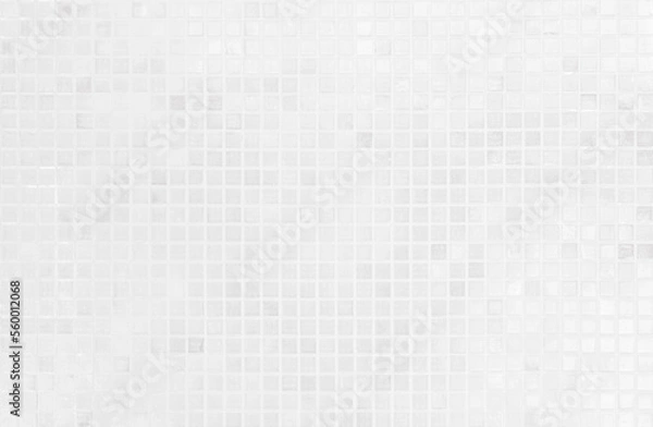 Fototapeta White tile checkered background bathroom floor texture. Ceramic wall and floor tiles mosaic background in bathroom.