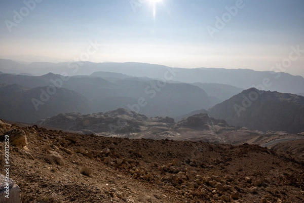 Fototapeta delightful endless panoramic views of the nature of Jordan on a sunny day