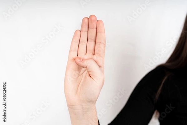 Fototapeta  B letter , Static Hand Gestures for American Sign Language Letters,The 26 hand signs of the ASL Language., sign language of people with hearing loss communities