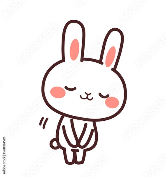 Obraz お辞儀する兎のかわいいキャラクター　右向き　イラスト素材