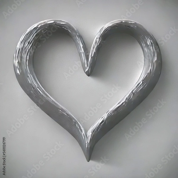 Obraz 3D Silver heart. Generative AI 