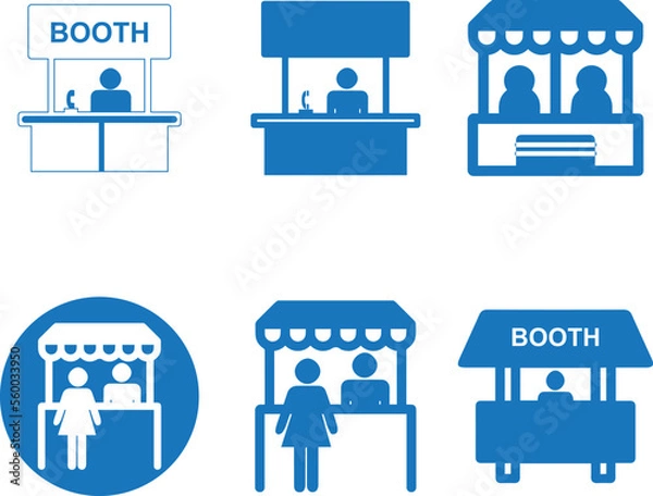 Obraz Booth icon set, information booth icon set blue vector