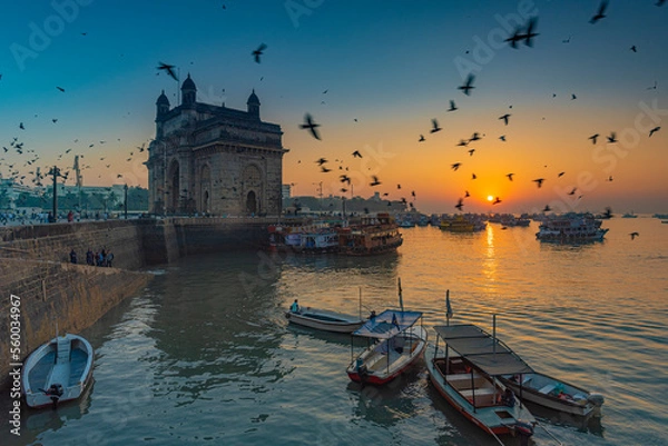 Obraz Sunrise at Gateway of India, a tourist destination of Mumbai, India