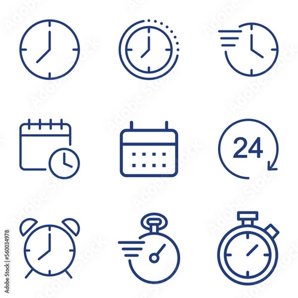 Obraz time clock date alarm reminder icon set 