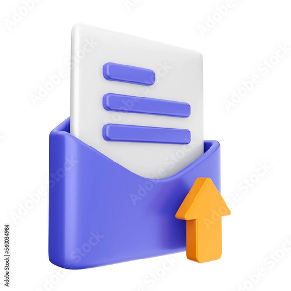 Fototapeta 3d mail email envelope message icon illustration render