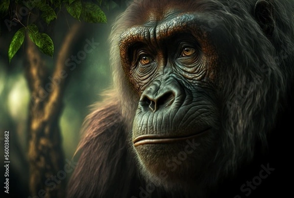 Fototapeta Beautiful gorilla portrait. generated AI