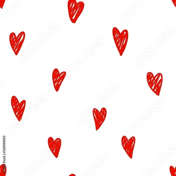 Obraz hand drawn hearts seamless pattern
