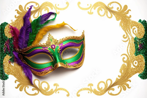 Obraz Carnival masks on white background, mardi gras, carnveale