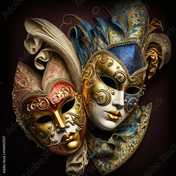 Fototapeta Beautiful Carnival masks, Carnevale, Generative AI