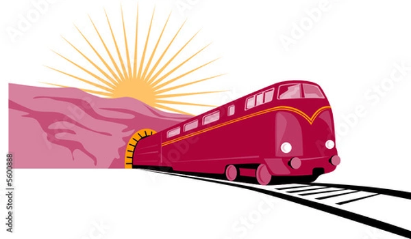 Fototapeta Train coming out of a tunnel