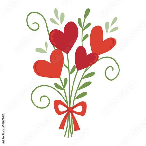 Obraz illustration of a bouquet of flowers in the shape of a heart, Valentine's illustration