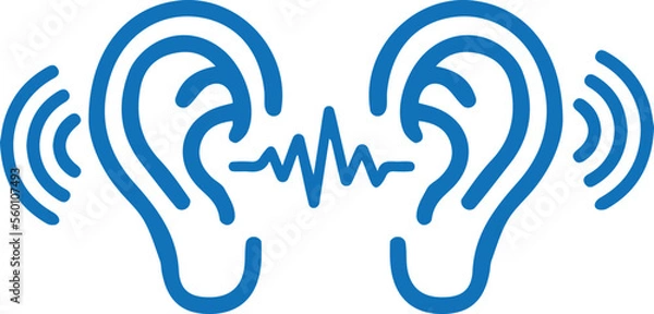 Obraz Attentively ear listen icon, hearing icon blue vector