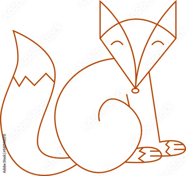 Obraz Simple contour fox illustration for kids coloring book