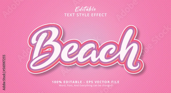Obraz Pink Beach Text Style Effect, Editable Text Effect
