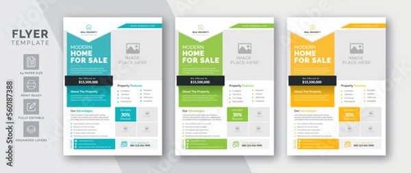Fototapeta Flyer template for real estate agency business promotion | Colorful template design | Easy to edit | Print-ready format	
