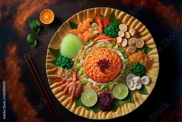 Fototapeta Yee sang, Prosperity Toast, Chinese lunar new year, festive season, Generative AI