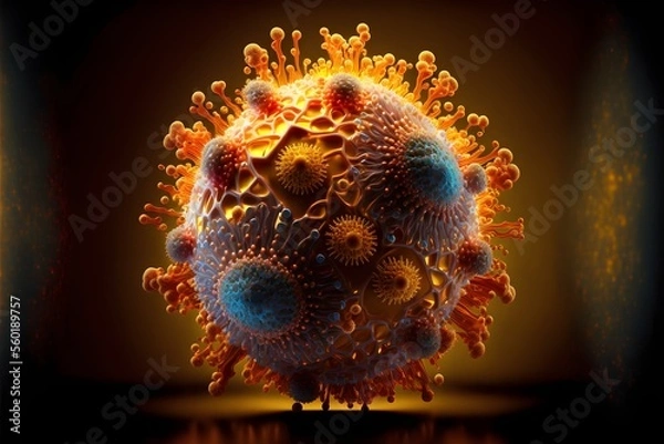 Fototapeta Coronavirus, 3D render, Covid-19, Generative AI