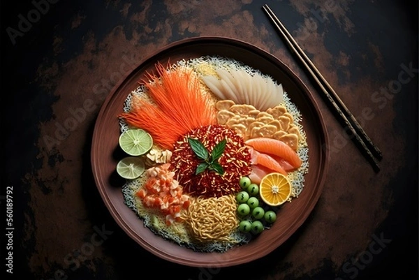 Fototapeta Yee sang, Prosperity Toast, Chinese lunar new year, festive season, Generative AI