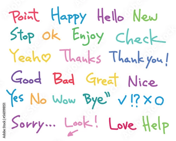 Fototapeta よく使う英単語　手書き　ベクター