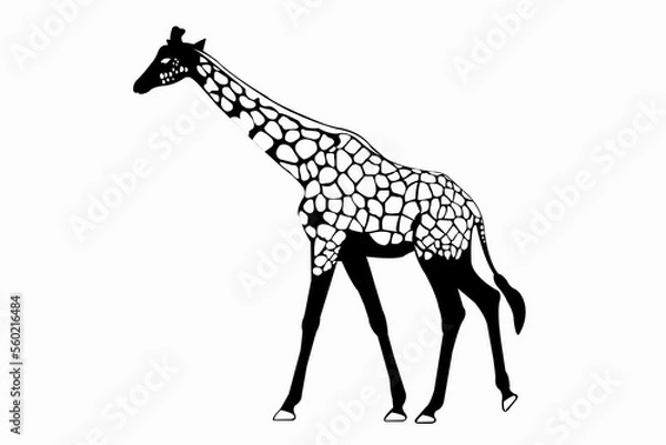 Obraz walking giraffe isolated on white background.