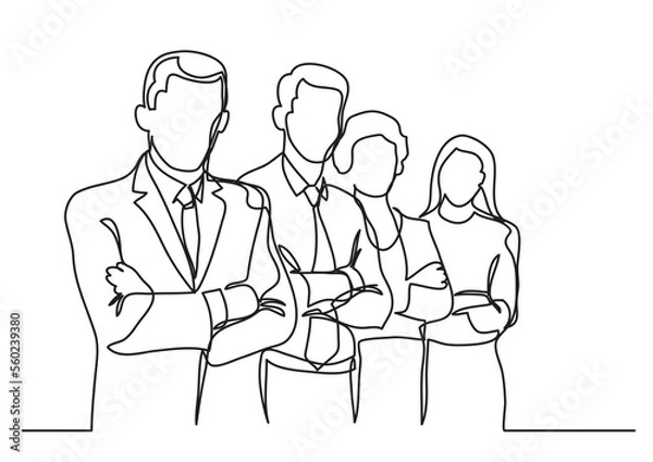 Obraz continuous line drawing business team  collective - PNG image with transparent background