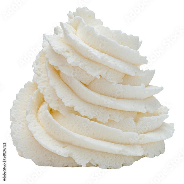 Obraz Whipped cream swirl  isolated on white background cutout