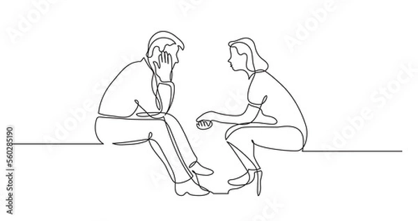 Obraz young man and woman talking having conversation - PNG image with transparent background