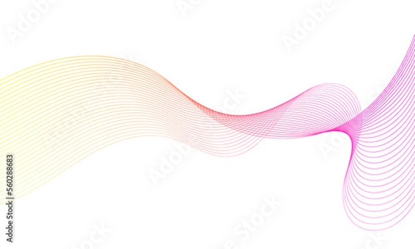 Fototapeta Abstract colorful wave element for design. Digital frequency track equalizer. Stylized line art background.Vector illustration.Wave with lines created using blend tool.Curved wavy line, smooth stripe