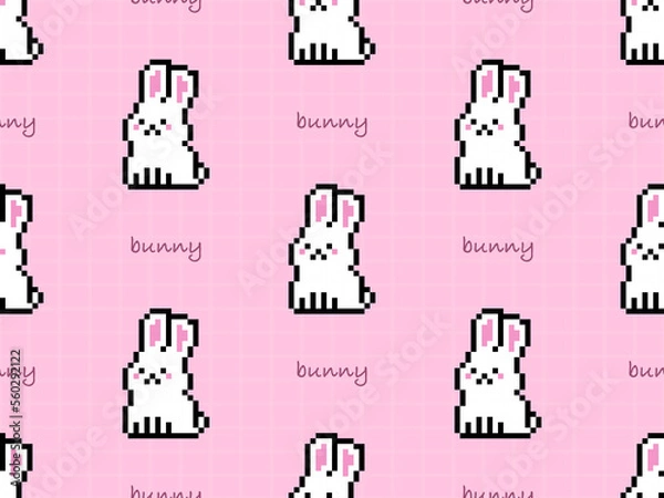 Fototapeta Bunny cartoon character seamless pattern on pink background