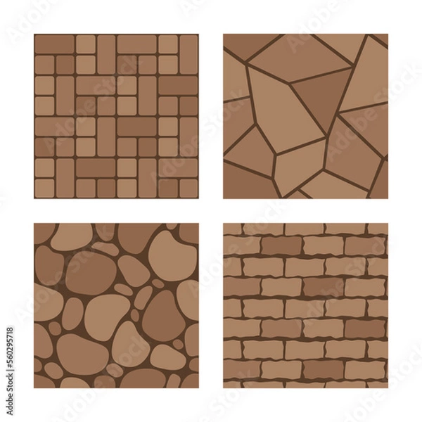 Fototapeta Pavement stones seamless pattern. Street cobblestone tile path, sidewalk and garden patio floor texture, outdoor concrete alley. Bricked and pebbled surface for wall or ground