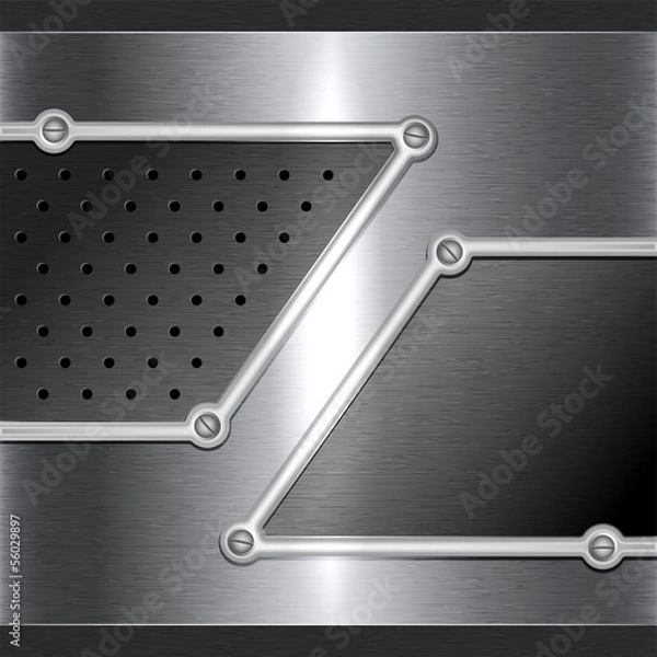 Obraz Steel metal background with perforation and screws