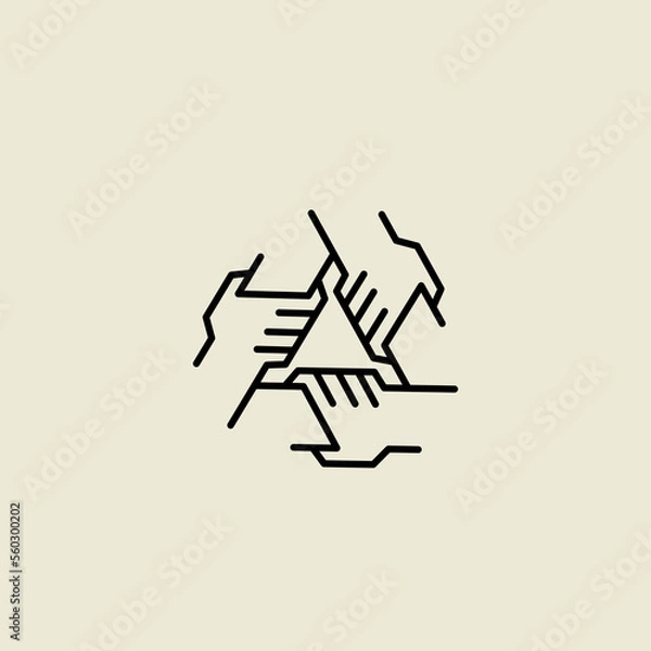 Obraz teamwork unity logo design with three hand concept vector illustration 3
