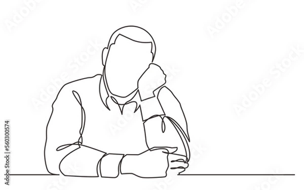 Fototapeta continuous line drawing dreaming man - PNG image with transparent background