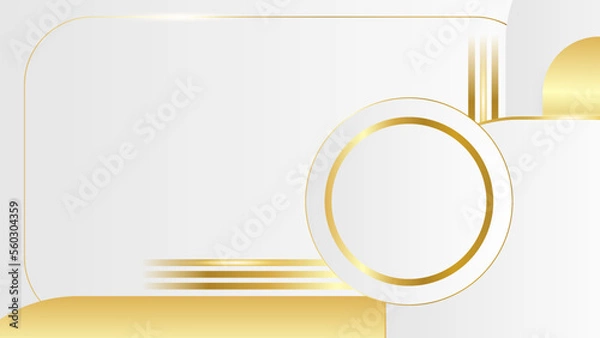 Fototapeta Modern abstract white and gold background vector. Elegant concept design with golden line.