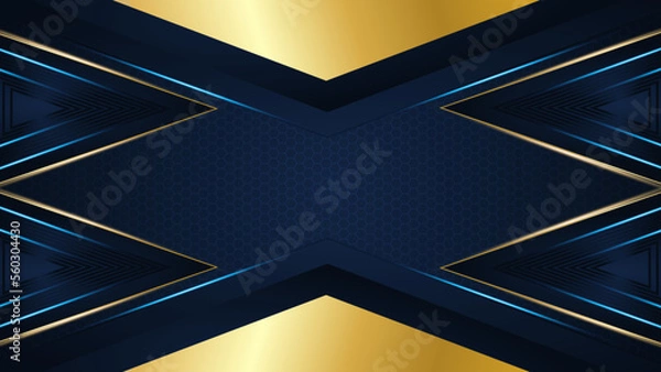 Fototapeta Modern abstract navy and gold background vector. Elegant concept design with golden line.