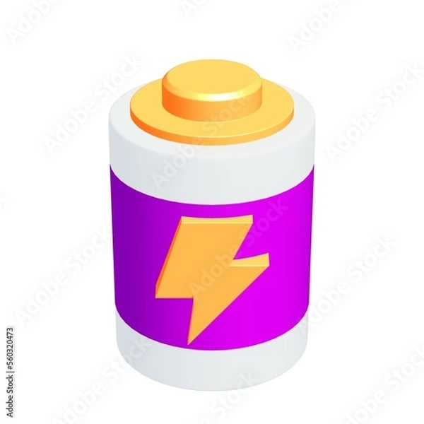 Fototapeta Alkaline cylinder battery with bolt icon