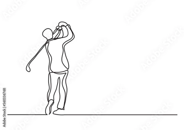 Fototapeta single line drawing golf player - PNG image with transparent background