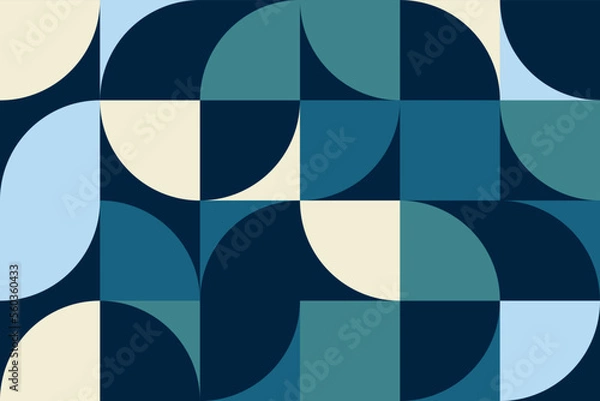 Fototapeta Abstract tracery seamless pattern design in Bauhaus style. Simple mosaic geometric texture design