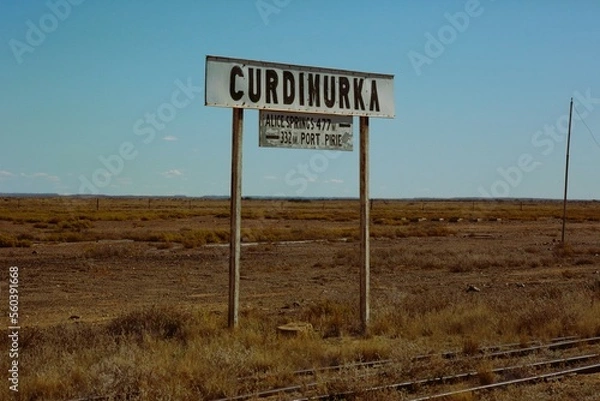 Obraz train station sign in the outback