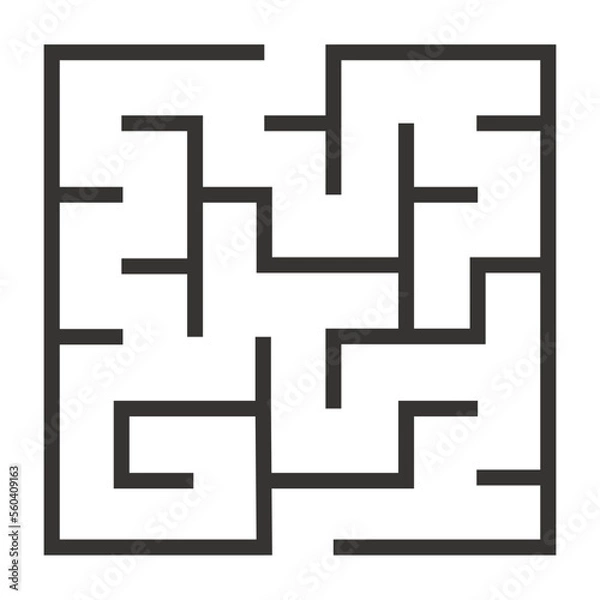 Fototapeta Abstract maze. Find right way. Isolated simple square maze black line on white background. Vector illustration.