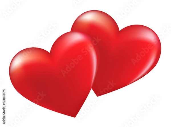 Obraz Two hearts in love. Happy Valentine's Day. Illustration design for wedding.