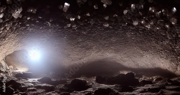 Fototapeta Underground Cavern with Light, generative AI	