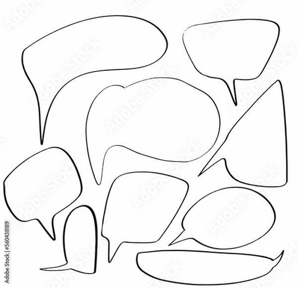 Fototapeta set collection hand drawn of speech bubbles
