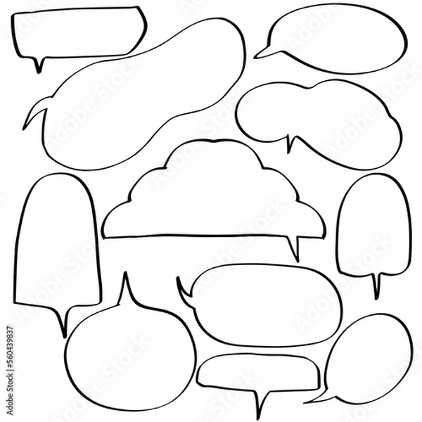 Fototapeta set hand drawn of speech bubbles. vector design illustration
