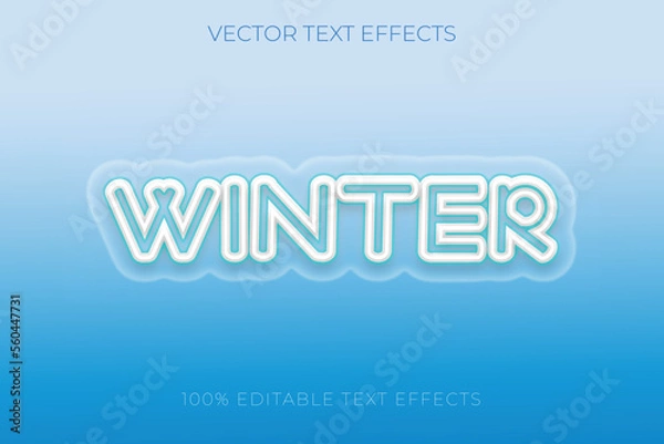 Obraz Winter text style with white and blue.