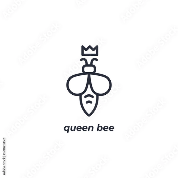 Fototapeta Vector sign queen bee symbol is isolated on a white background. icon color editable.