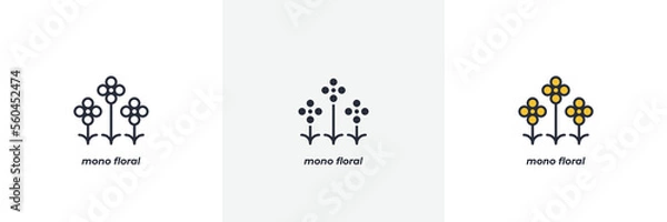 Fototapeta mono floral icon. Line, solid and filled outline colorful version, outline and filled vector sign. Idea Symbol, logo illustration. Vector graphics