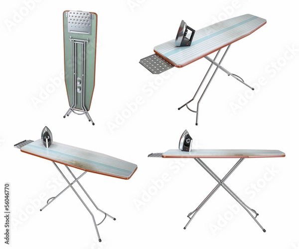 Obraz Old ironing board on white background . 3D image