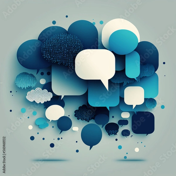 Obraz abstract background with many speech bubbles. cartoon style. Generative AI